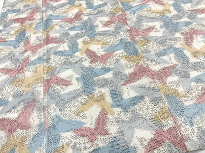 平和屋着物▽上質な紬　単衣　舞蝶文　正絹　逸品　CAAT6614xi
