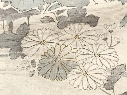 平和屋着物▽上質な小紋 単衣 紬地 手描き 草花文 金彩 正絹 逸品 未使用 CAAT6616xi