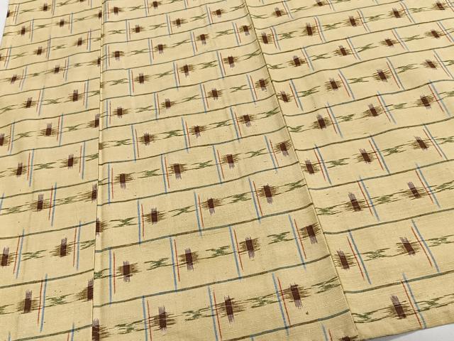 平和屋着物▽上質な紬 単衣 琉球絣文様 正絹 逸品 CAAT6617xi