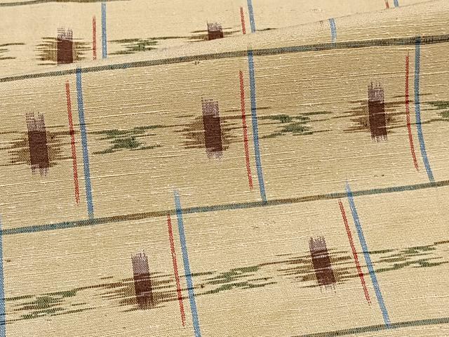 平和屋着物▽上質な紬 単衣 琉球絣文様 正絹 逸品 CAAT6617xi
