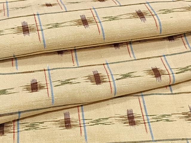 平和屋着物▽上質な紬 単衣 琉球絣文様 正絹 逸品 CAAT6617xi