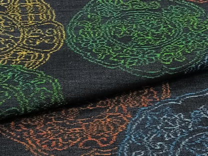 平和屋着物▽本真綿紬 小千谷紬 単衣 絵皿文 証紙付き 正絹 逸品 未使用 CAAT6619xi