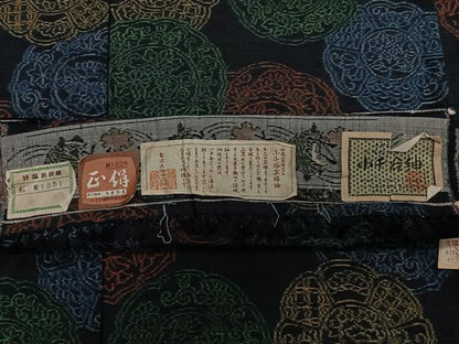 平和屋着物▽本真綿紬 小千谷紬 単衣 絵皿文 証紙付き 正絹 逸品 未使用 CAAT6619xi