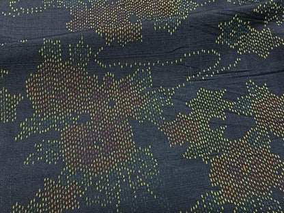 平和屋着物▽上質な紬 単衣 草花文 正絹 逸品 CAAT6620xi