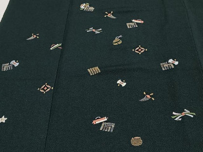 平和屋着物■訪問着　総刺繍　宝尽くし文　金糸　鬼しぼ縮緬　胴抜き仕立て　正絹　逸品　CABJ2977ev