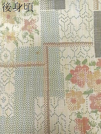 平和屋着物▽上質な紬　単衣　色紙草花文　正絹　逸品　CAAT6622xi