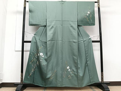 平和屋着物▽訪問着 単衣 草花文 金銀彩 正絹 逸品 CAAT6625xi