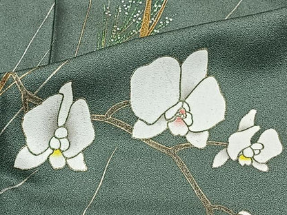 平和屋着物▽訪問着 単衣 草花文 金銀彩 正絹 逸品 CAAT6625xi