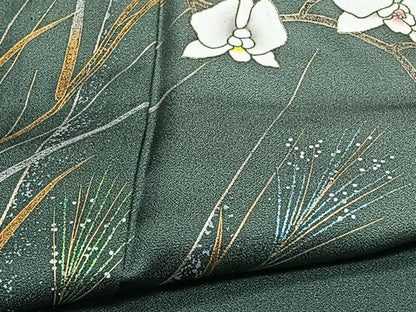 平和屋着物▽訪問着 単衣 草花文 金銀彩 正絹 逸品 CAAT6625xi