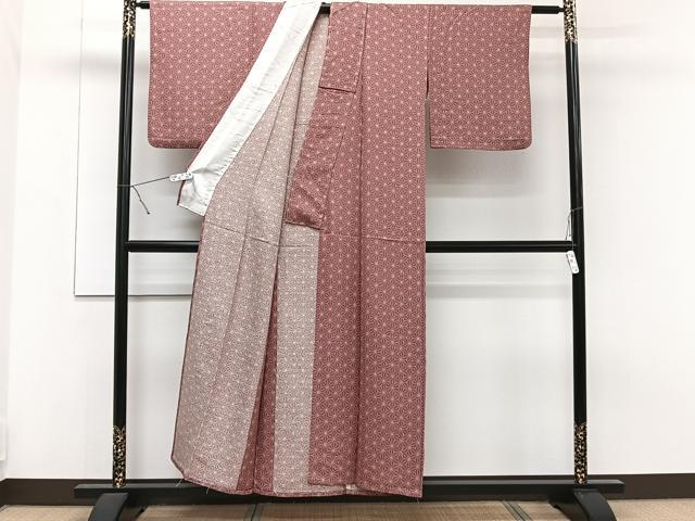 平和屋着物▽上質な小紋 単衣 麻の葉文 正絹 逸品 CAAT6626xi