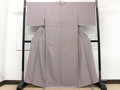 平和屋着物▽上質な色無地　単衣　薄葡萄色　反端付き　正絹　逸品　未使用　CAAT6627xi