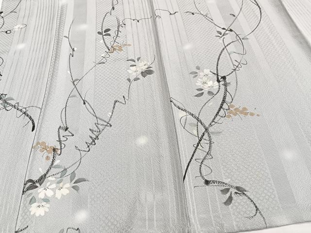 平和屋着物▽上質な小紋 単衣 作家物 手描き 葡萄蔦の葉文 正絹 逸品 CAAT6628xi