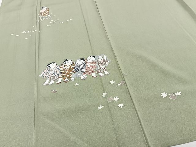 平和屋着物▽訪問着 単衣 友禅 童子 正絹 逸品 CAAT6629xi