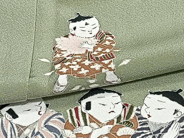 平和屋着物▽訪問着 単衣 友禅 童子 正絹 逸品 CAAT6629xi