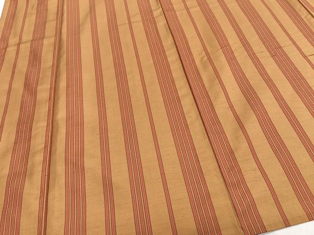 平和屋着物▽上質な紬　単衣　縞　正絹　逸品　CAAT6632xi