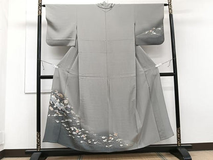 平和屋着物▽訪問着 単衣 刺繍 貝合わせ文 暈し染め 金彩 正絹 逸品 CAAT6635xi