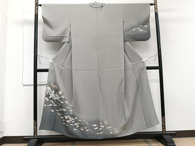 平和屋着物▽訪問着 単衣 刺繍 貝合わせ文 暈し染め 金彩 正絹 逸品 CAAT6635xi