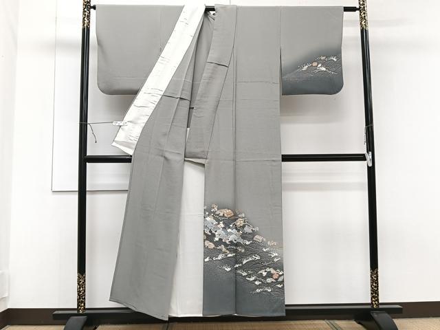 平和屋着物▽訪問着 単衣 刺繍 貝合わせ文 暈し染め 金彩 正絹 逸品 CAAT6635xi