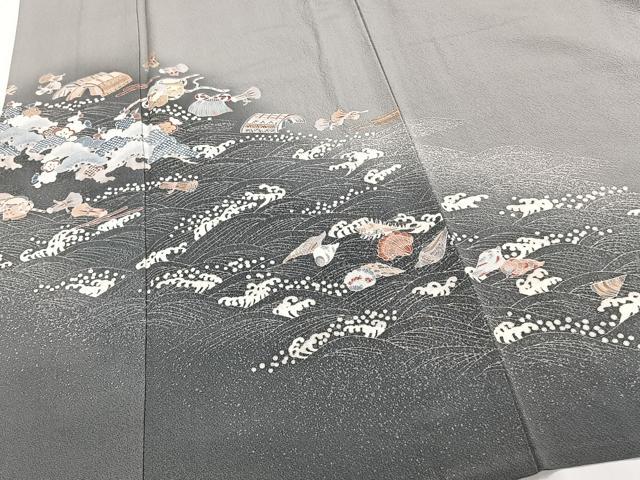 平和屋着物▽訪問着 単衣 刺繍 貝合わせ文 暈し染め 金彩 正絹 逸品 CAAT6635xi