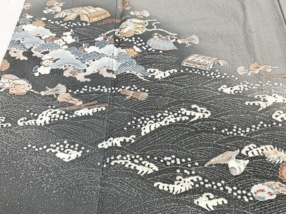 平和屋着物▽訪問着 単衣 刺繍 貝合わせ文 暈し染め 金彩 正絹 逸品 CAAT6635xi