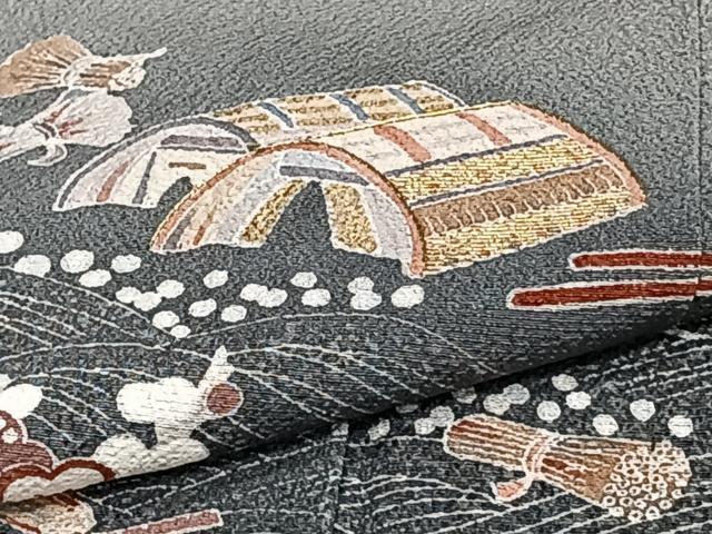 平和屋着物▽訪問着 単衣 刺繍 貝合わせ文 暈し染め 金彩 正絹 逸品 CAAT6635xi