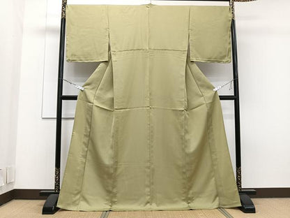 平和屋着物▽色無地 単衣 青朽葉色 洗える着物 未使用 CAAT6637xi
