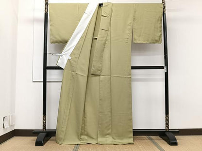 平和屋着物▽色無地 単衣 青朽葉色 洗える着物 未使用 CAAT6637xi