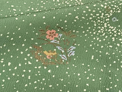 平和屋着物▽小紋 単衣 エ霞草花文 金彩 洗える着物 CAAT6638xi