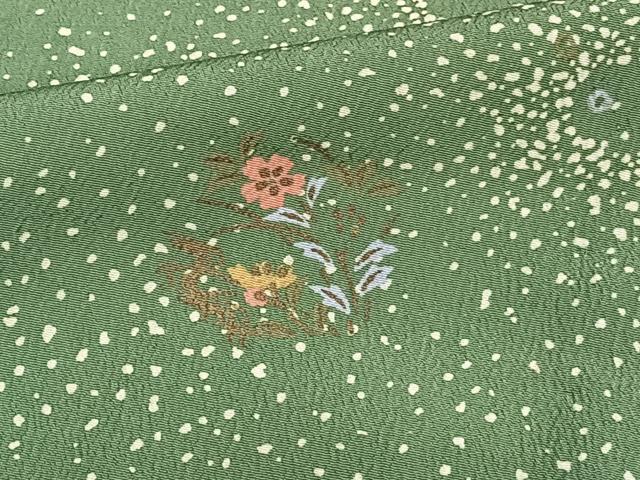 平和屋着物▽小紋 単衣 エ霞草花文 金彩 洗える着物 CAAT6638xi