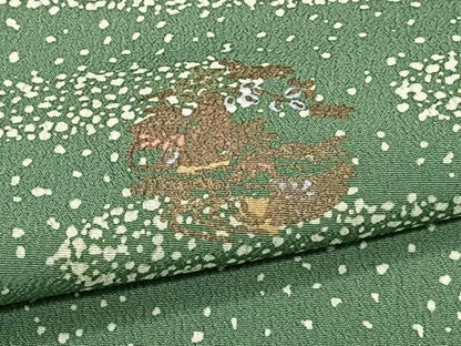平和屋着物▽小紋 単衣 エ霞草花文 金彩 洗える着物 CAAT6638xi