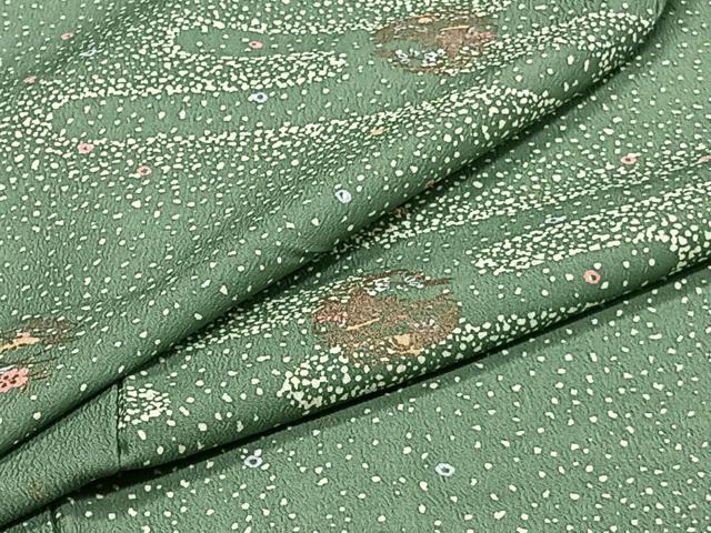 平和屋着物▽小紋 単衣 エ霞草花文 金彩 洗える着物 CAAT6638xi