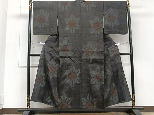 平和屋着物▽上質な紬 単衣 舞花文 正絹 逸品 CAAT6639xi