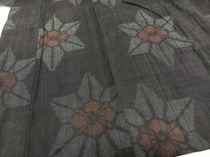平和屋着物▽上質な紬 単衣 舞花文 正絹 逸品 CAAT6639xi