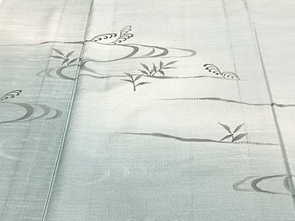 平和屋着物▽訪問着 単衣 紬地 手描き 流水草木文 正絹 逸品 CAAT6640xi