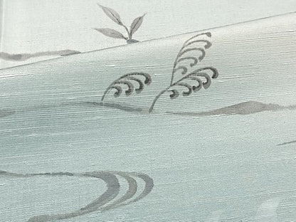 平和屋着物▽訪問着 単衣 紬地 手描き 流水草木文 正絹 逸品 CAAT6640xi