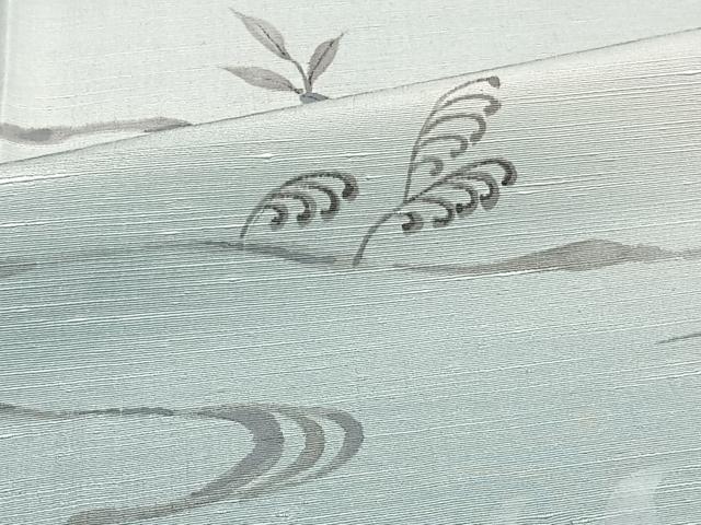 平和屋着物▽訪問着 単衣 紬地 手描き 流水草木文 正絹 逸品 CAAT6640xi