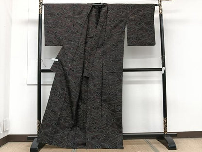 平和屋着物▽上質な紬 単衣 流水文 正絹 逸品 CAAT6642xi