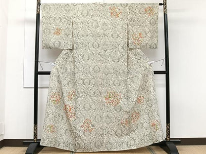 平和屋着物▽訪問着 単衣 草花文 正絹 逸品 CAAT6643xi