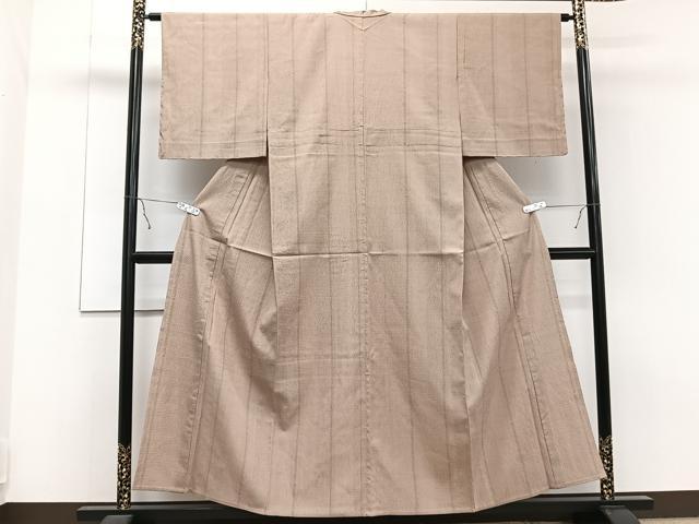 平和屋着物▽上質なお召 単衣 縞 正絹 逸品 CAAT6645xi