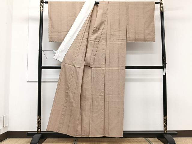 平和屋着物▽上質なお召 単衣 縞 正絹 逸品 CAAT6645xi