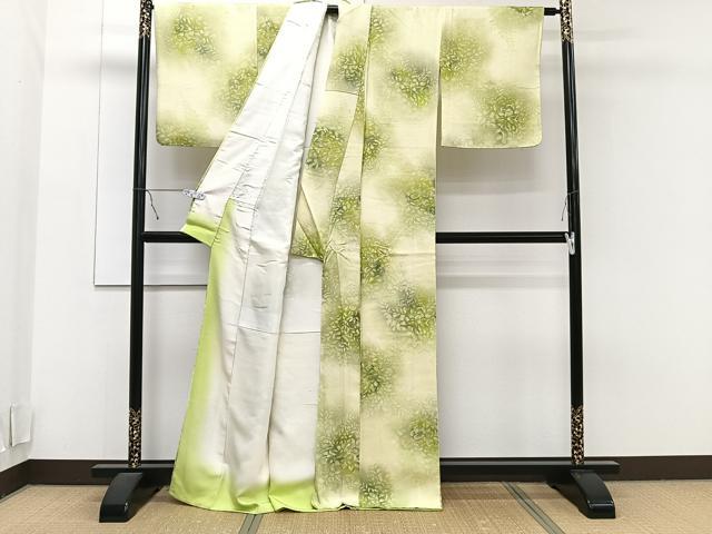 平和屋着物□上質な小紋 手描き 草花文 暈し染め 正絹 逸品