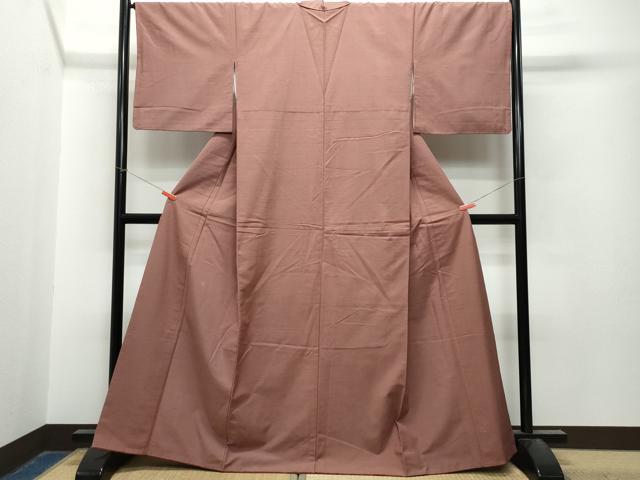 平和屋着物●上質な紬　色無地　紅檜皮色　正絹　逸品　CAAT6818vf