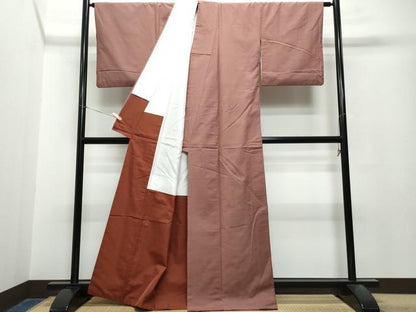平和屋着物●上質な紬　色無地　紅檜皮色　正絹　逸品　CAAT6818vf