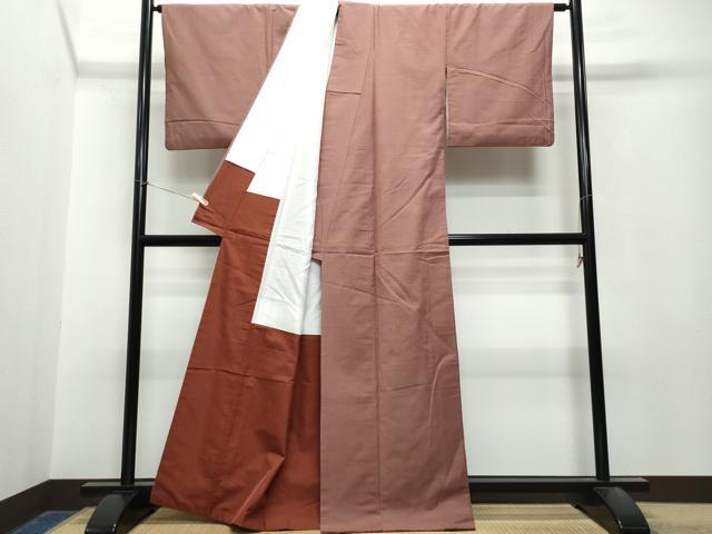 平和屋着物●上質な紬　色無地　紅檜皮色　正絹　逸品　CAAT6818vf