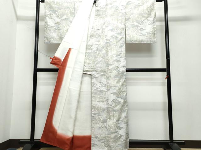 平和屋着物●上質な紬 人物風景草木文 正絹 逸品 CAAT6830vf