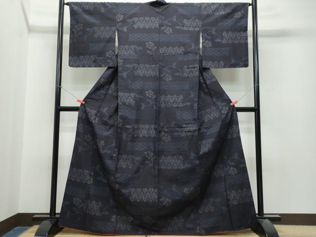 平和屋着物●結城紬 100亀甲 毘沙門亀甲花文 正絹 逸品 CAAT6900vf