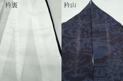 平和屋着物●結城紬　80亀甲　風景草花文　正絹　逸品　CAAT6913vf