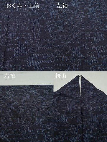 平和屋着物●結城紬　流水花鳥文　正絹　逸品　CAAT6914vf