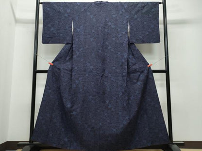 平和屋着物●結城紬　流水花鳥文　正絹　逸品　CAAT6914vf
