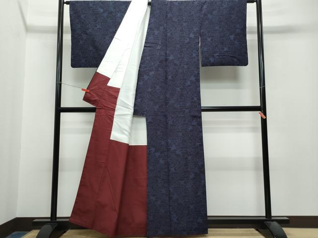 平和屋着物●結城紬　流水花鳥文　正絹　逸品　CAAT6914vf
